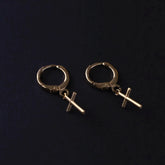 Candongas Cruz en Oro laminado 18k Para Caballero