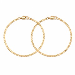 Pulseras Eslabón Plano en Oro laminado 18k Para Pareja