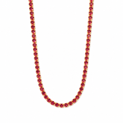 Cadena Tenis Pigeon Blood en Oro laminado 18k Para Dama