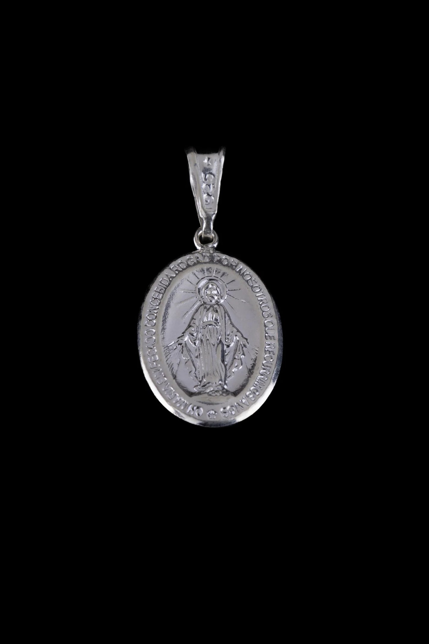 Dije Virgen Milagrosa Grande en Plata 925