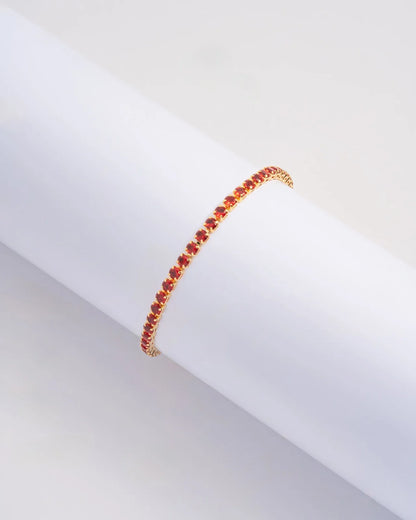 Pulsera Tenis Pigeon Blood en Oro laminado 18k
