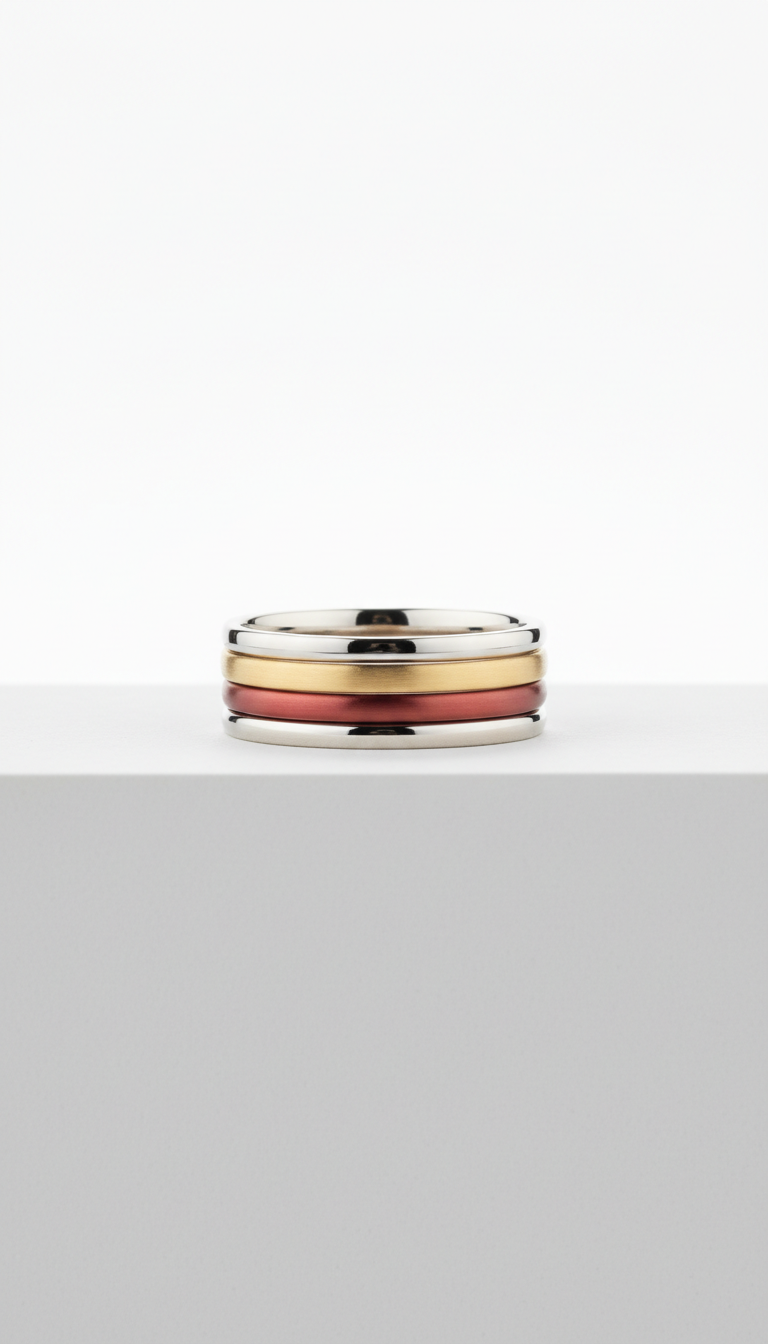 set de anillos apilados plata y oro