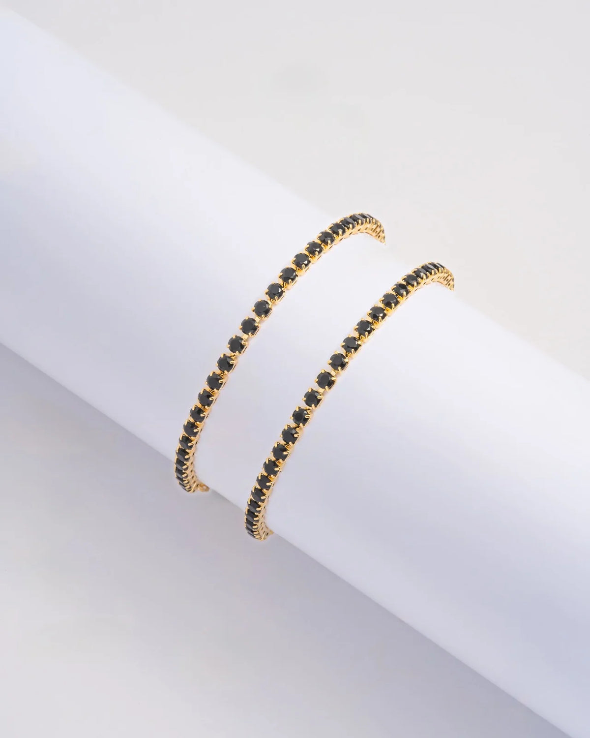 Pulseras Tenis Negra en Oro laminado 18k Para Pareja
