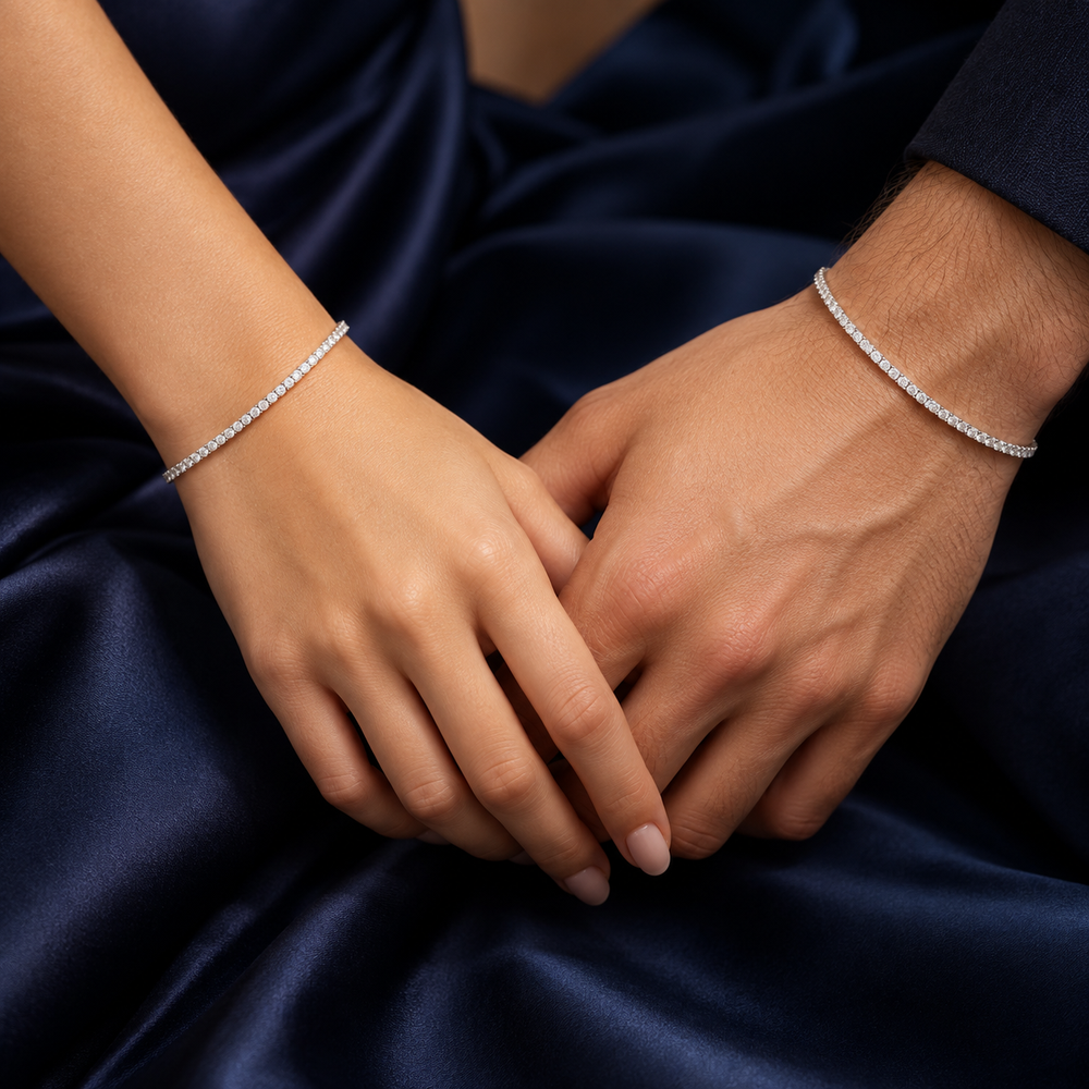 Pulseras Tenis en Plata Laminada 925 Para Pareja