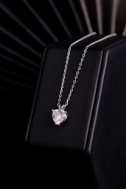 Cadena Corazón Brillante Plata 925 Para Dama