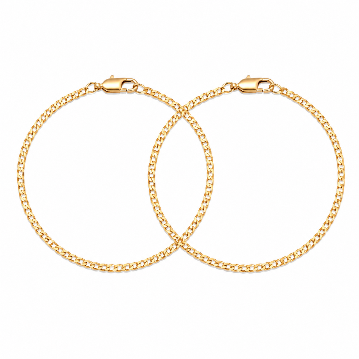 Pulseras Eslabón Plano en Oro laminado 18k Para Pareja