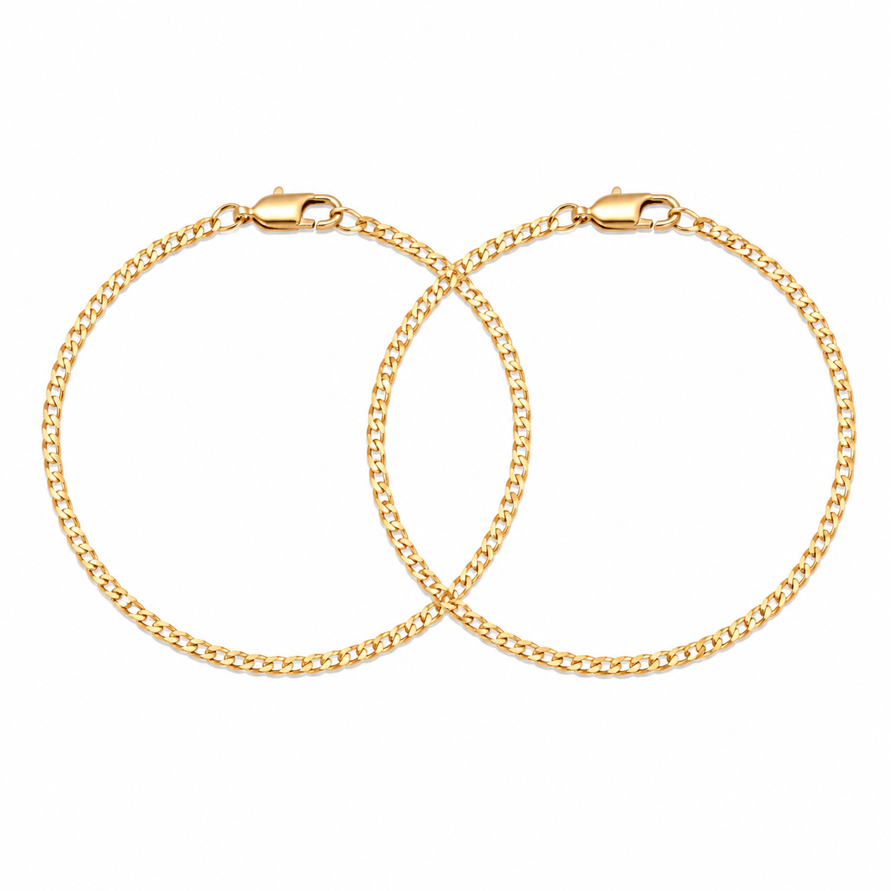Pulseras Eslabón Plano en Oro laminado 18k Para Pareja