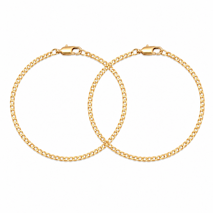 Pulseras Eslabón Plano en Oro laminado 18k Para Pareja