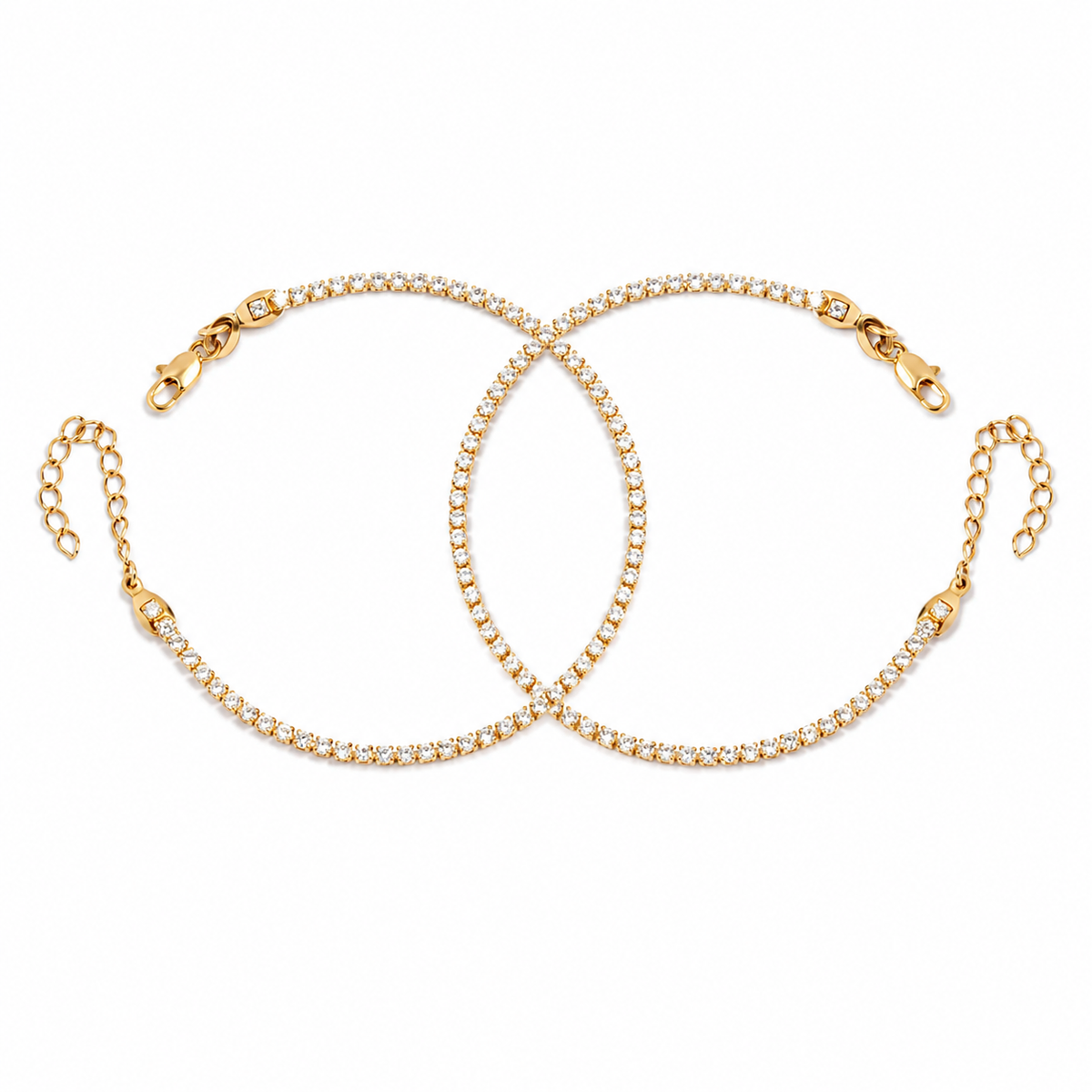Pulseras Tenis en Oro laminado 18k Para Pareja