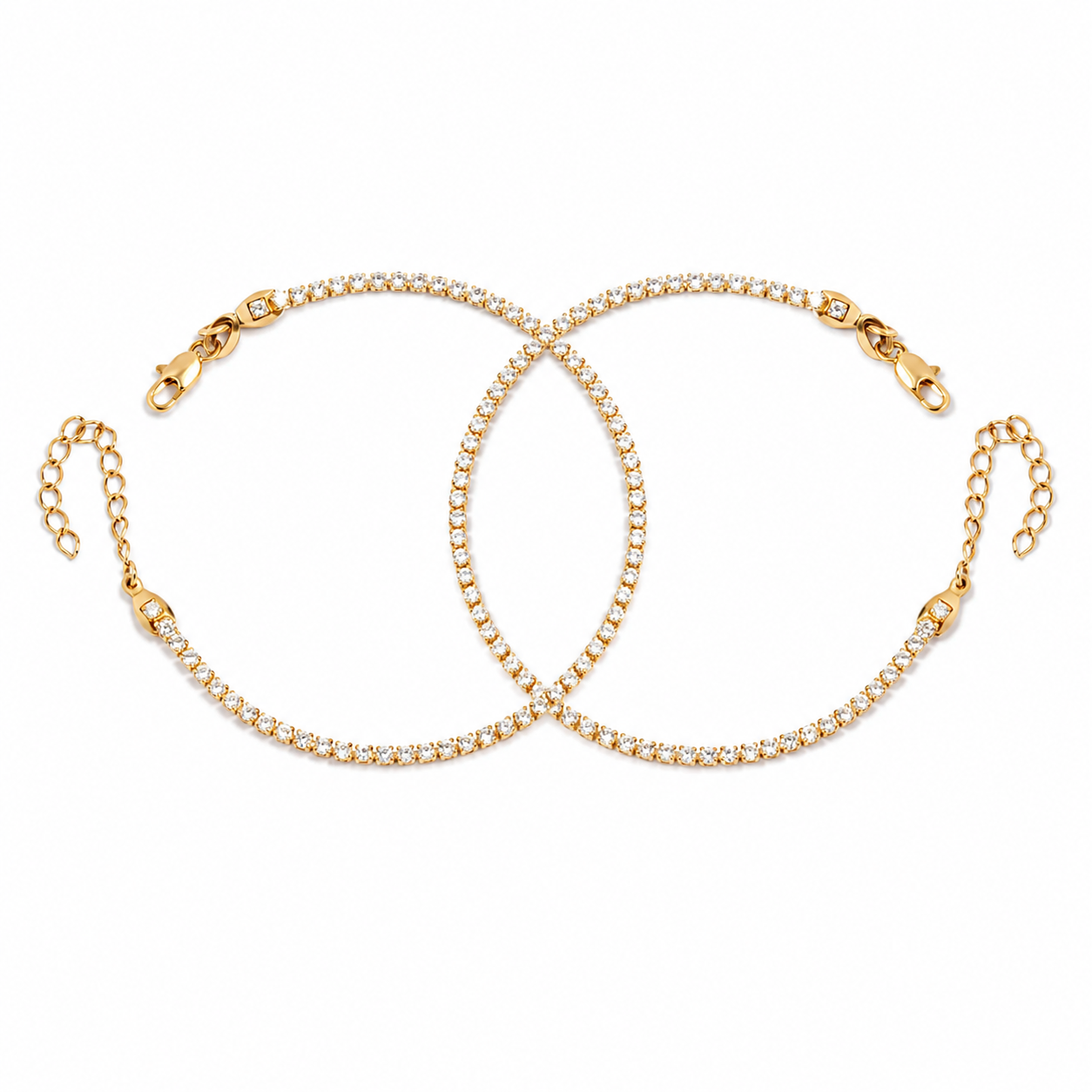 Pulseras Tenis en Oro laminado 18k Para Pareja