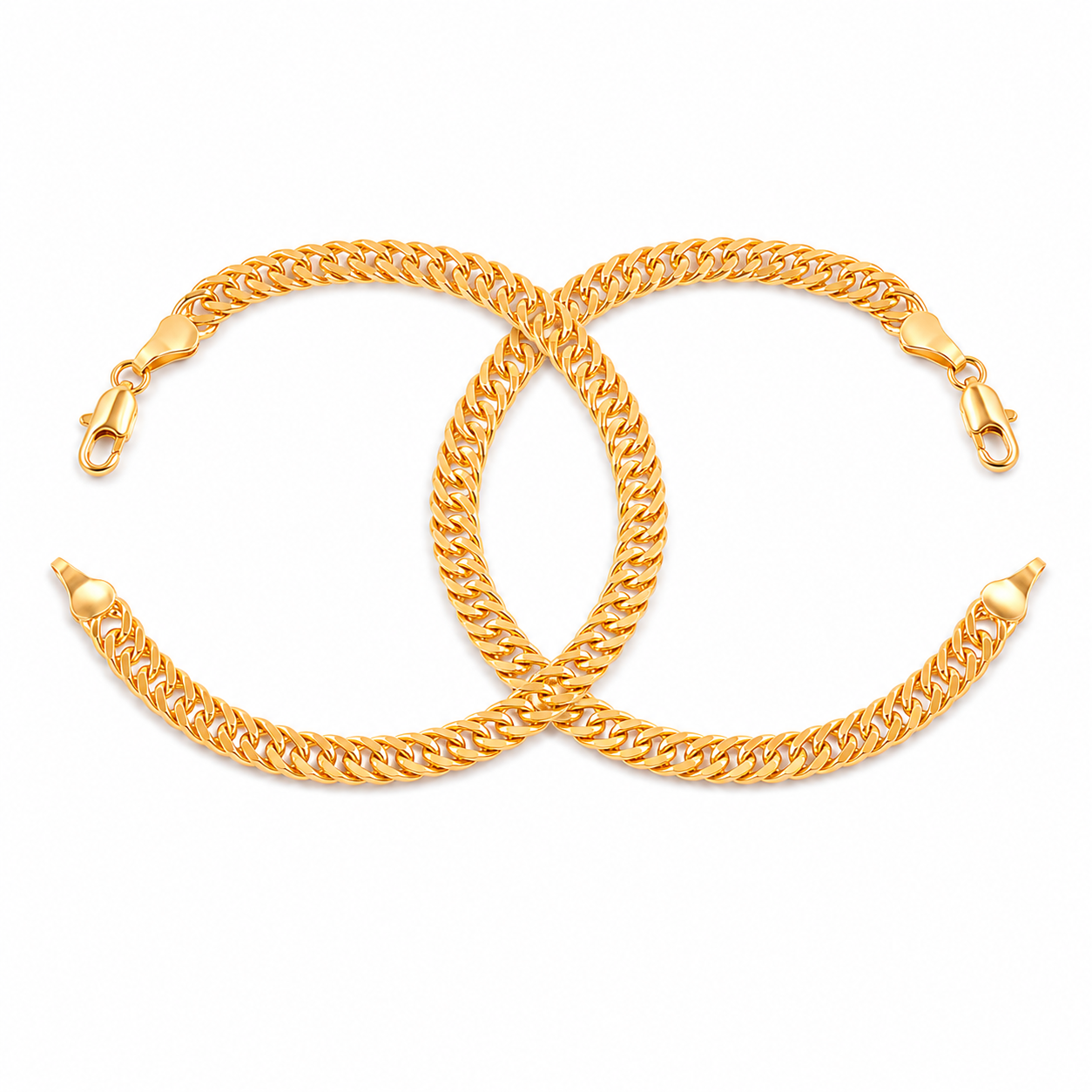 Pulseras Eslabón Continuo en Oro laminado 18k Para Pareja