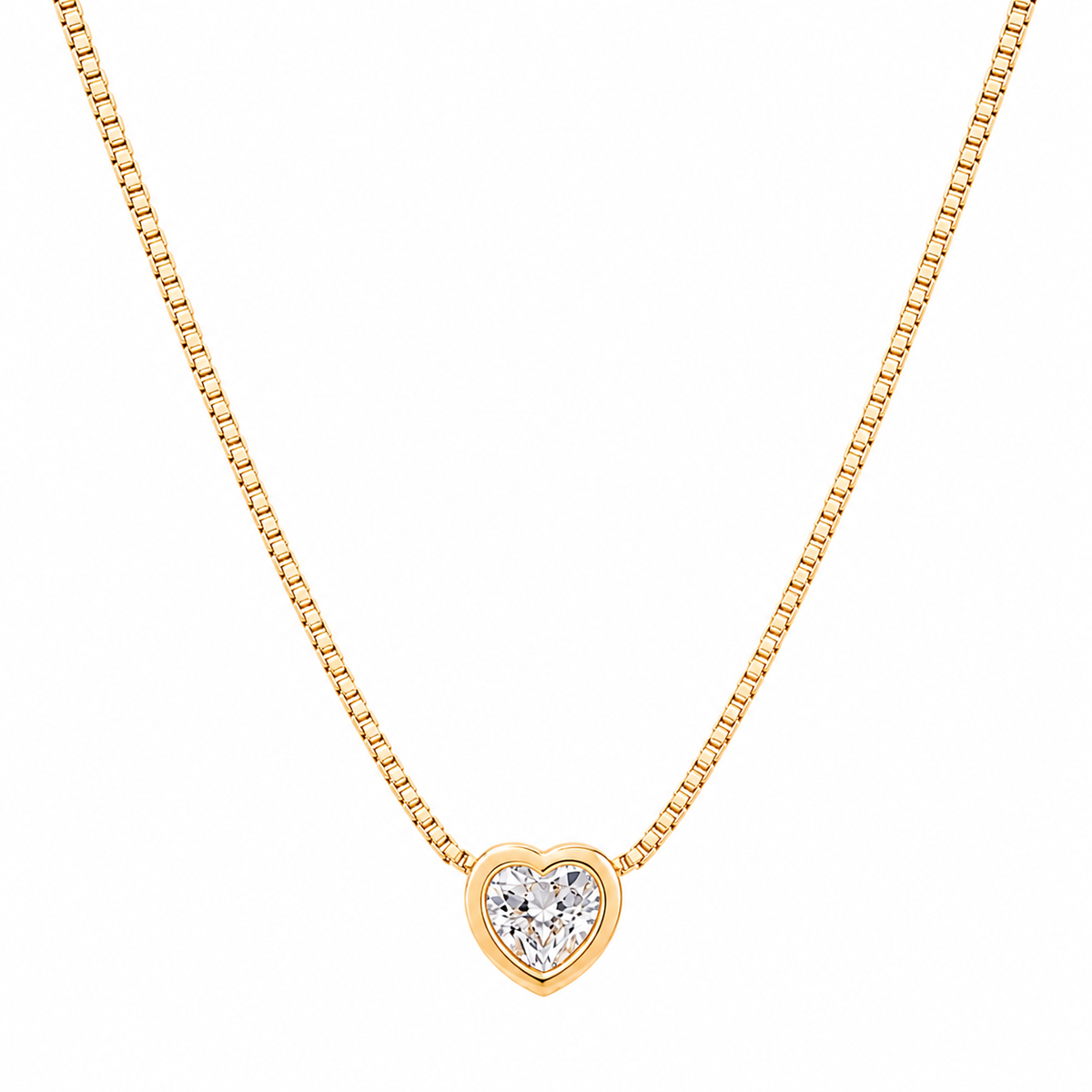 Cadena Corazón Cristal en Oro laminado 18k Para Dama