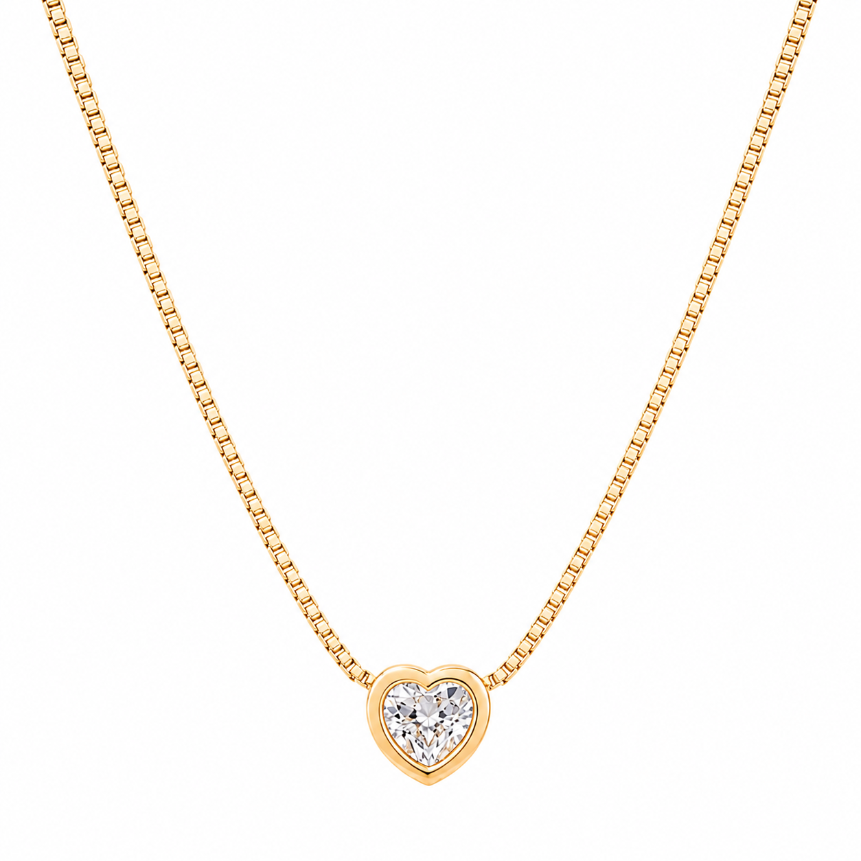 Cadena Corazón Cristal en Oro laminado 18k Para Dama