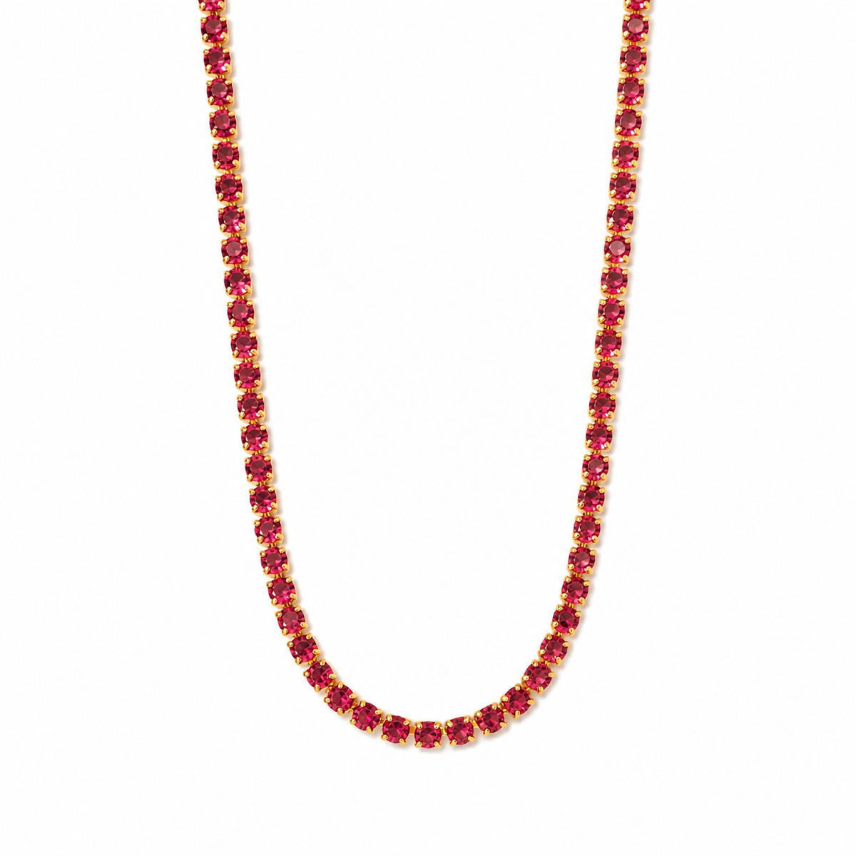 Cadena Tenis Pigeon Blood en Oro laminado 18k Para Dama