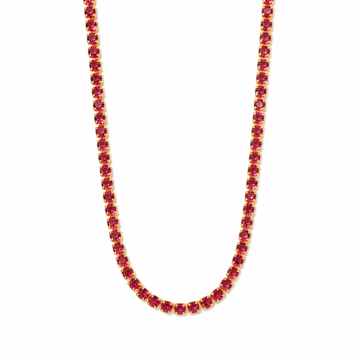 Cadena Tenis Pigeon Blood en Oro laminado 18k Para Dama
