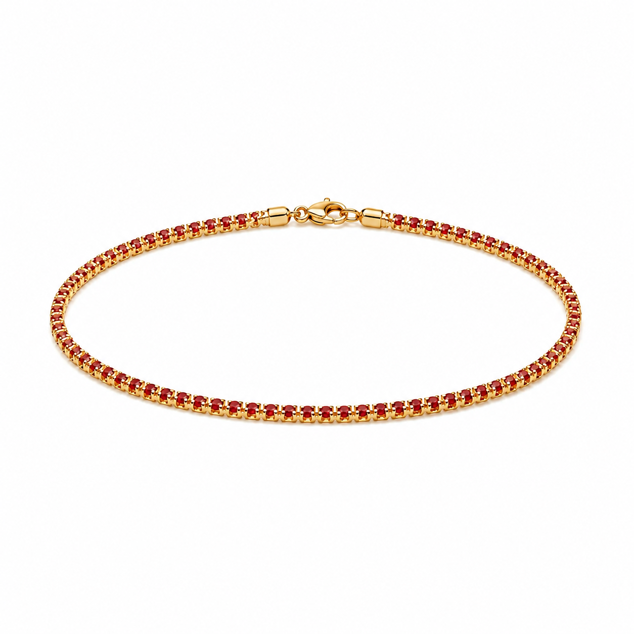 Pulsera Tenis Pigeon Blood en Oro laminado 18k