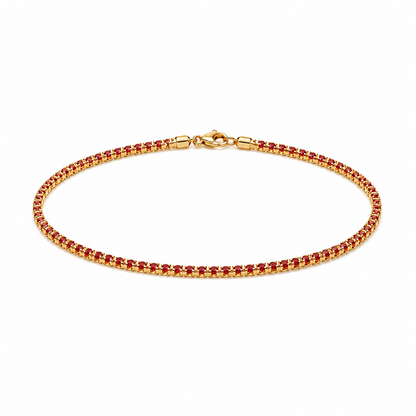 Pulsera Tenis Pigeon Blood en Oro laminado 18k