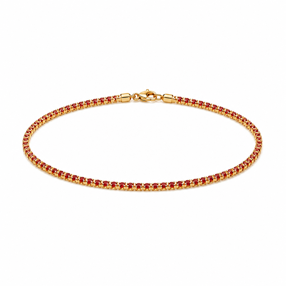 Pulsera Tenis Pigeon Blood en Oro laminado 18k