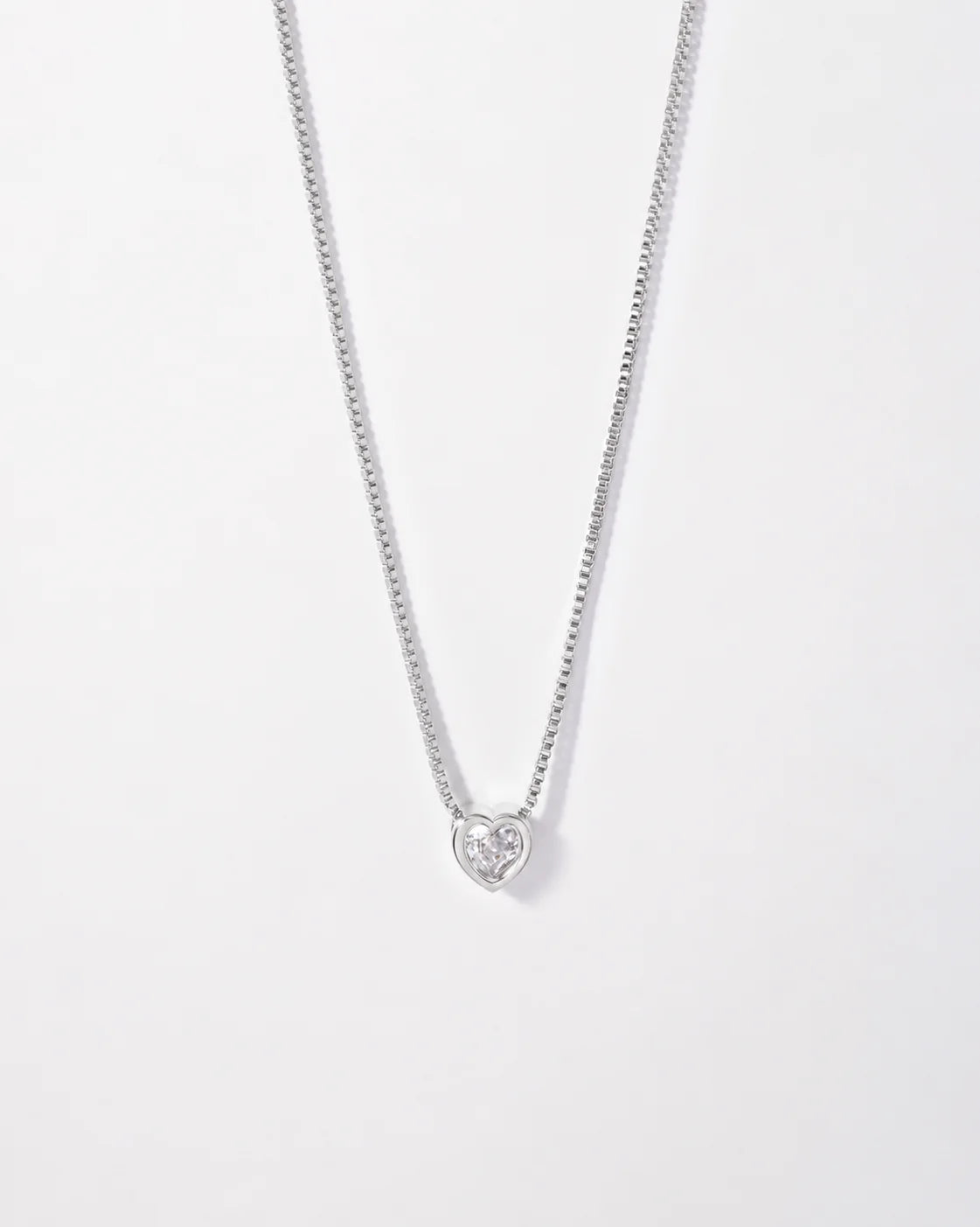 Cadena Corazón Cristal en Plata 925 laminada Para Dama