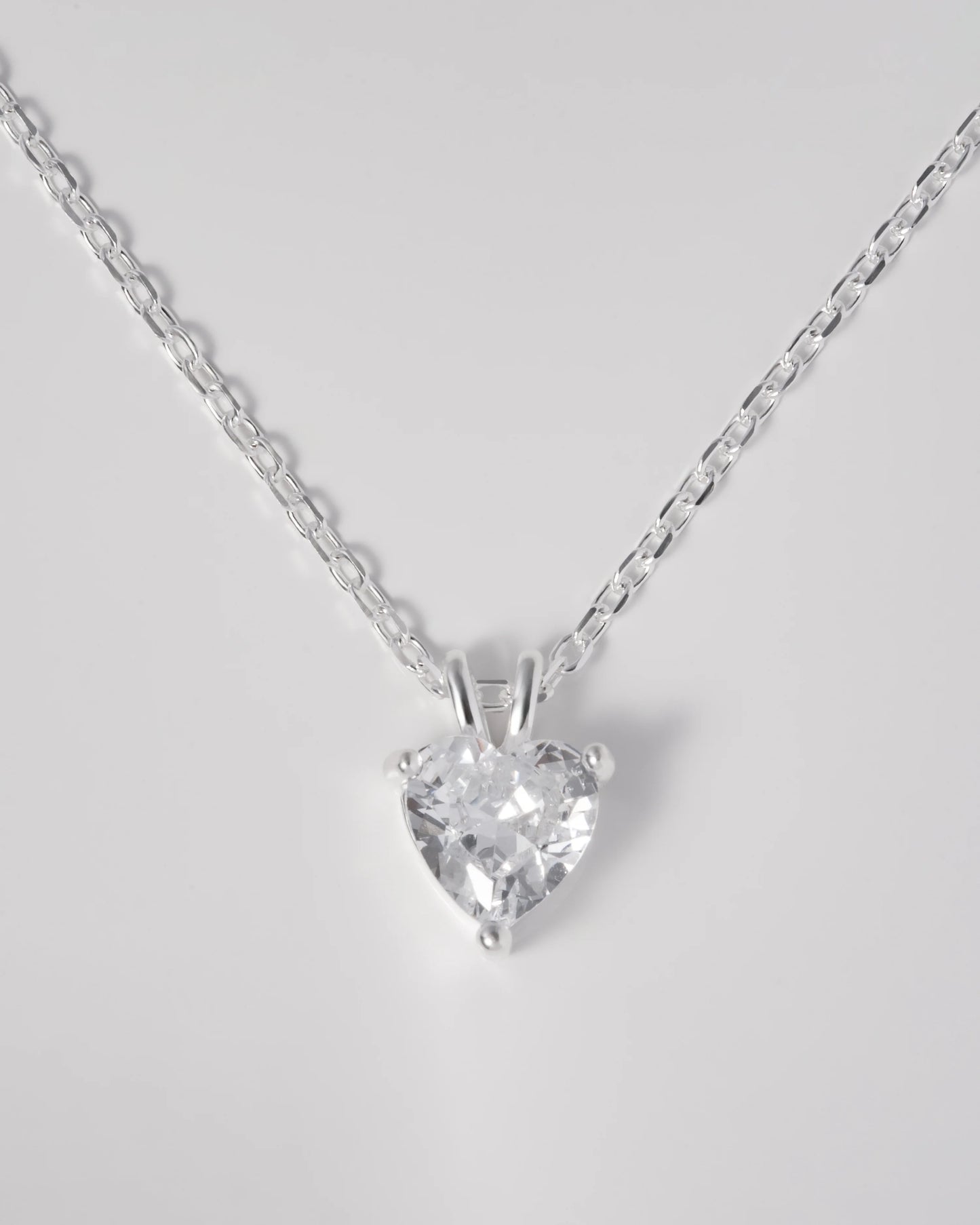 Cadena Corazón Brillante Plata 925 Para Dama