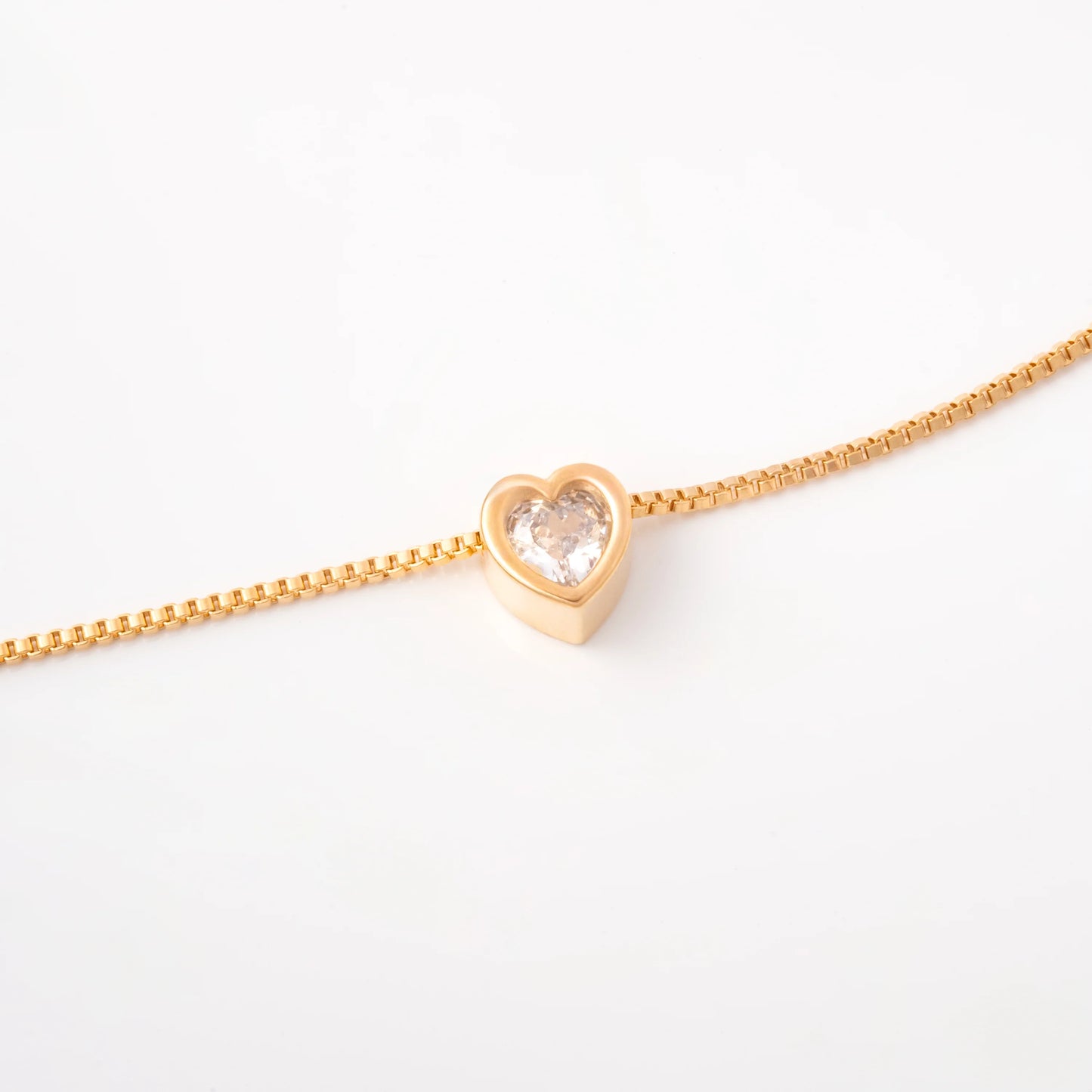 Cadena Corazón Cristal en Oro laminado 18k Para Dama