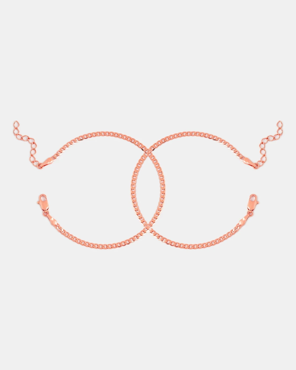 Pulseras Eslabón Plano en Oro Rosado Laminado Para Pareja