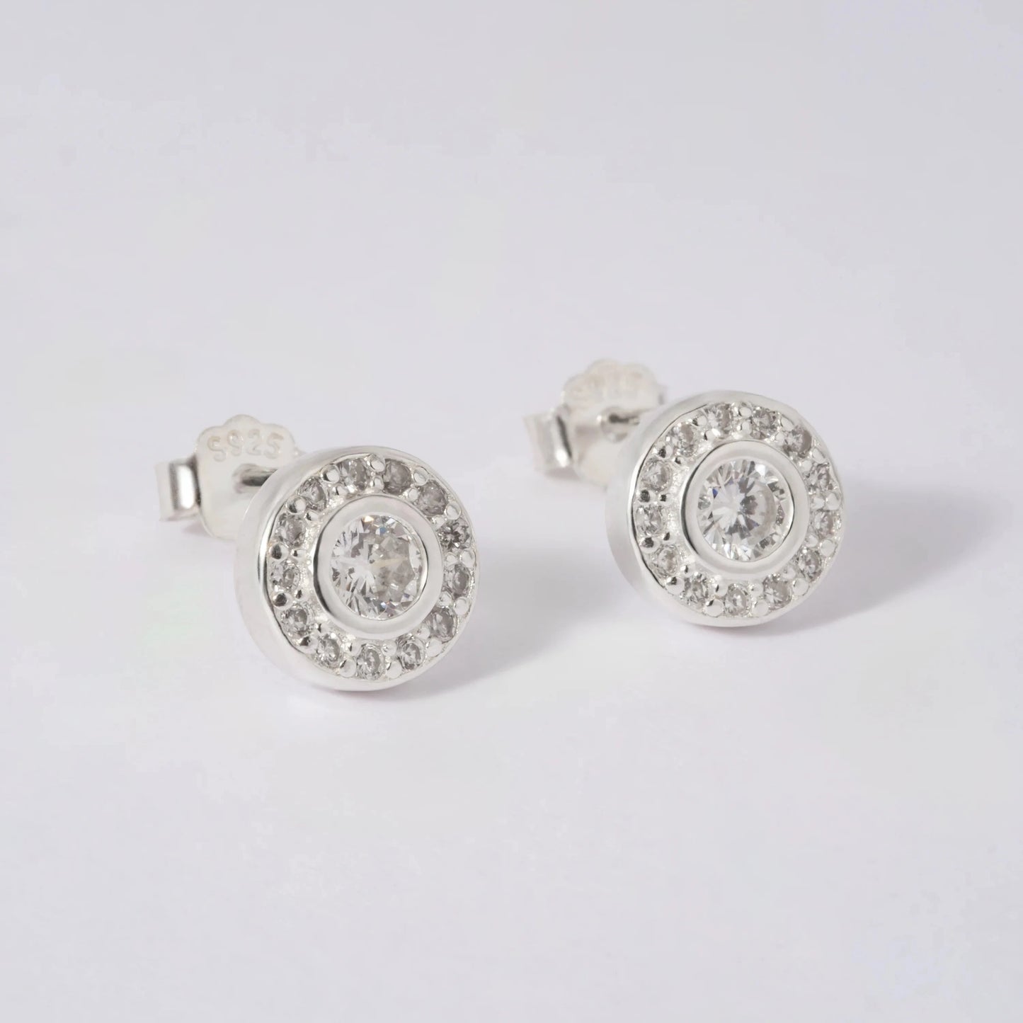 Aretes Halo en Plata 925 para Dama