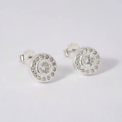 Aretes Halo en Plata 925 para Dama