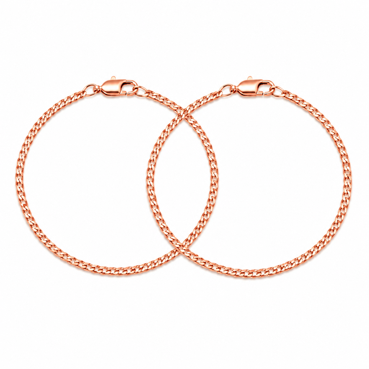 Pulseras Eslabón Plano en Oro Rosado Laminado Para Pareja