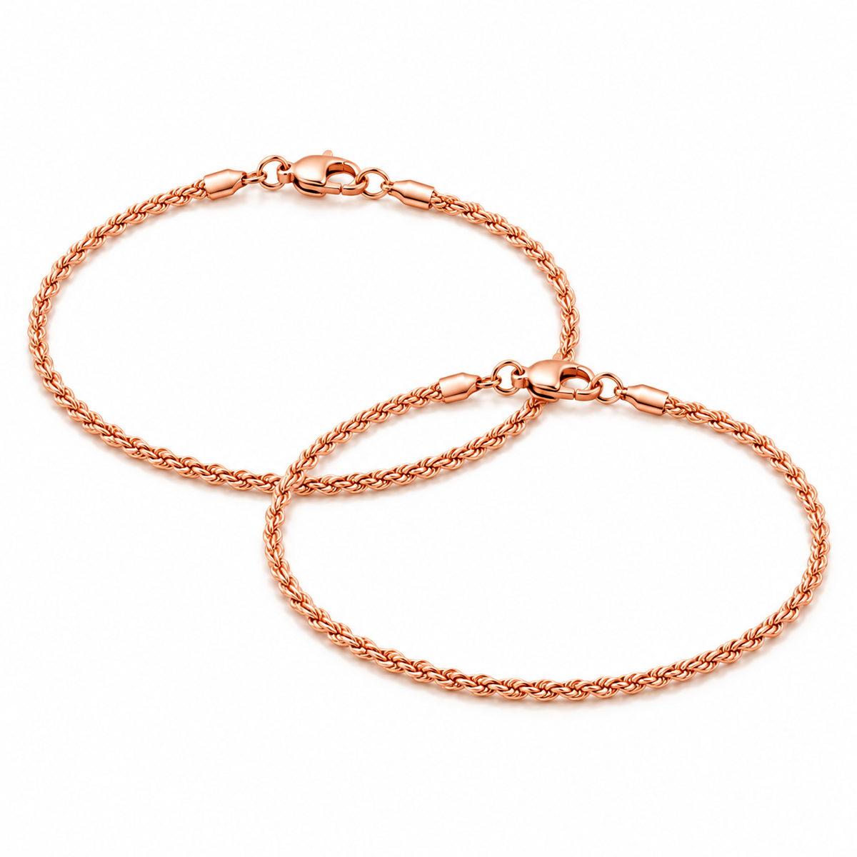 Pulseras Lazo en Oro Rosado Laminado Para Pareja