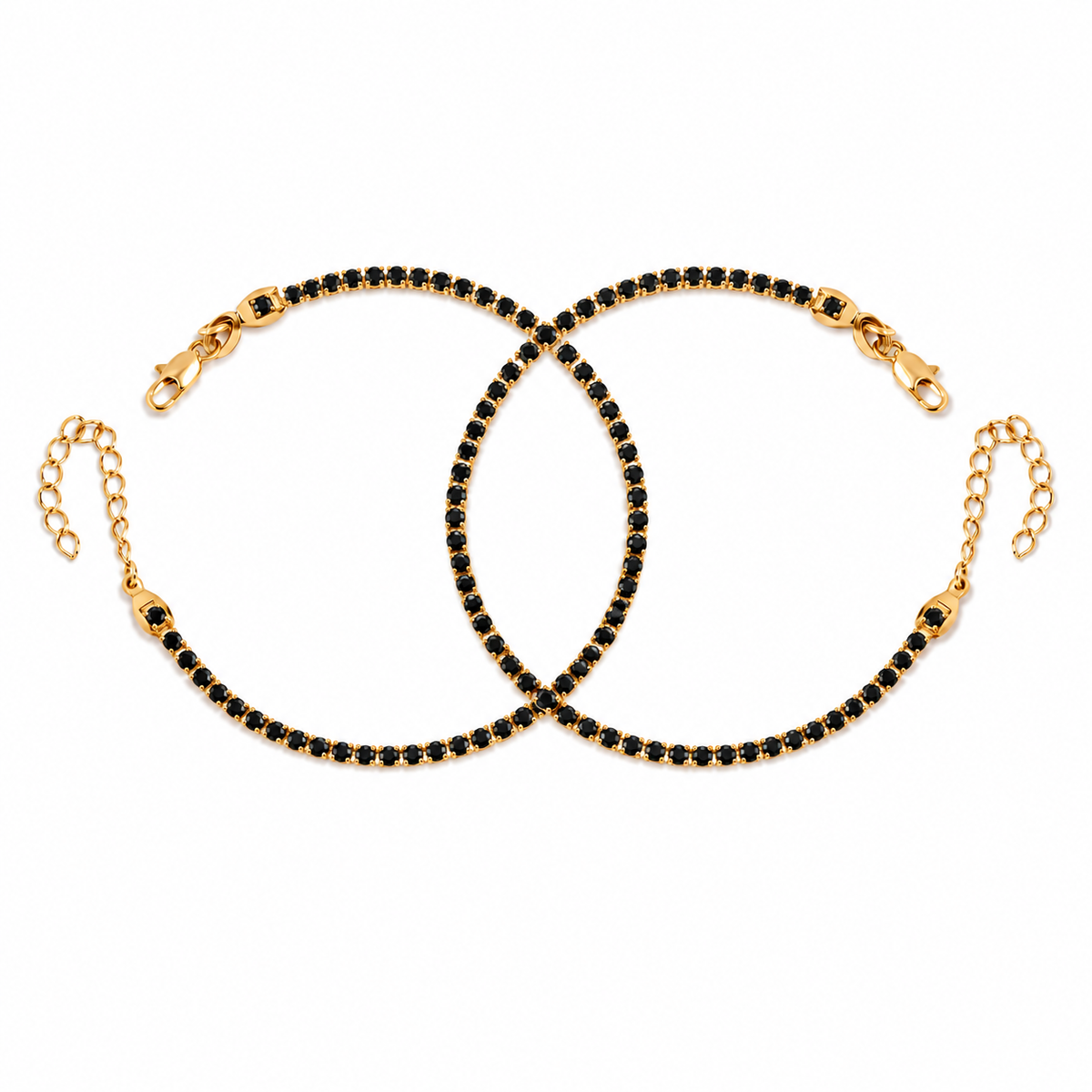 Pulseras Tenis Negra en Oro laminado 18k Para Pareja