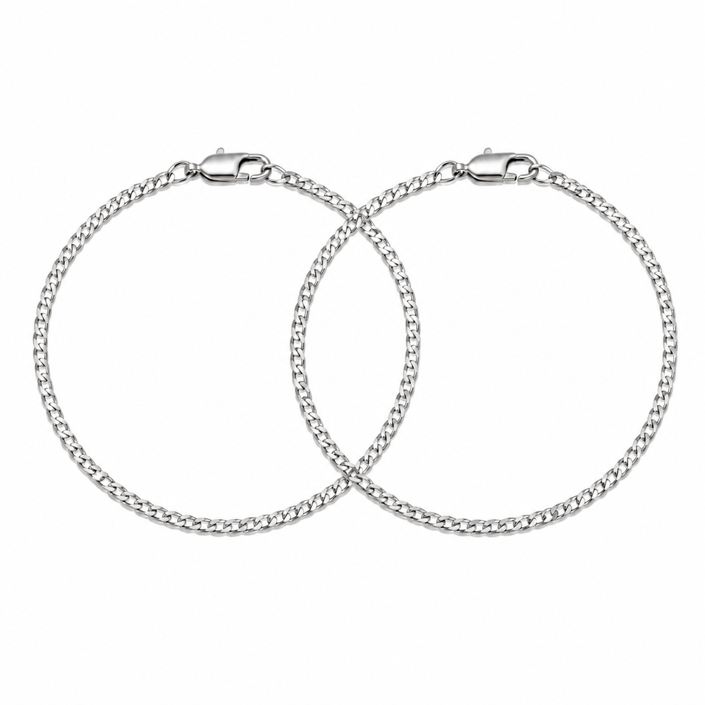 Pulseras Eslabón en Plata Laminada Para Pareja