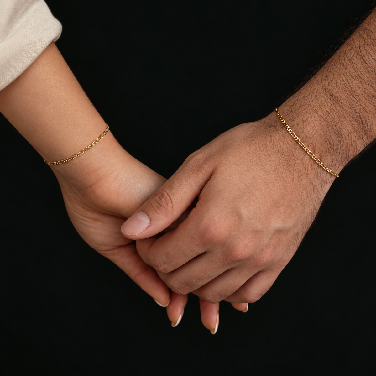 Pulseras Fígaro en Oro laminado 18k Para Pareja