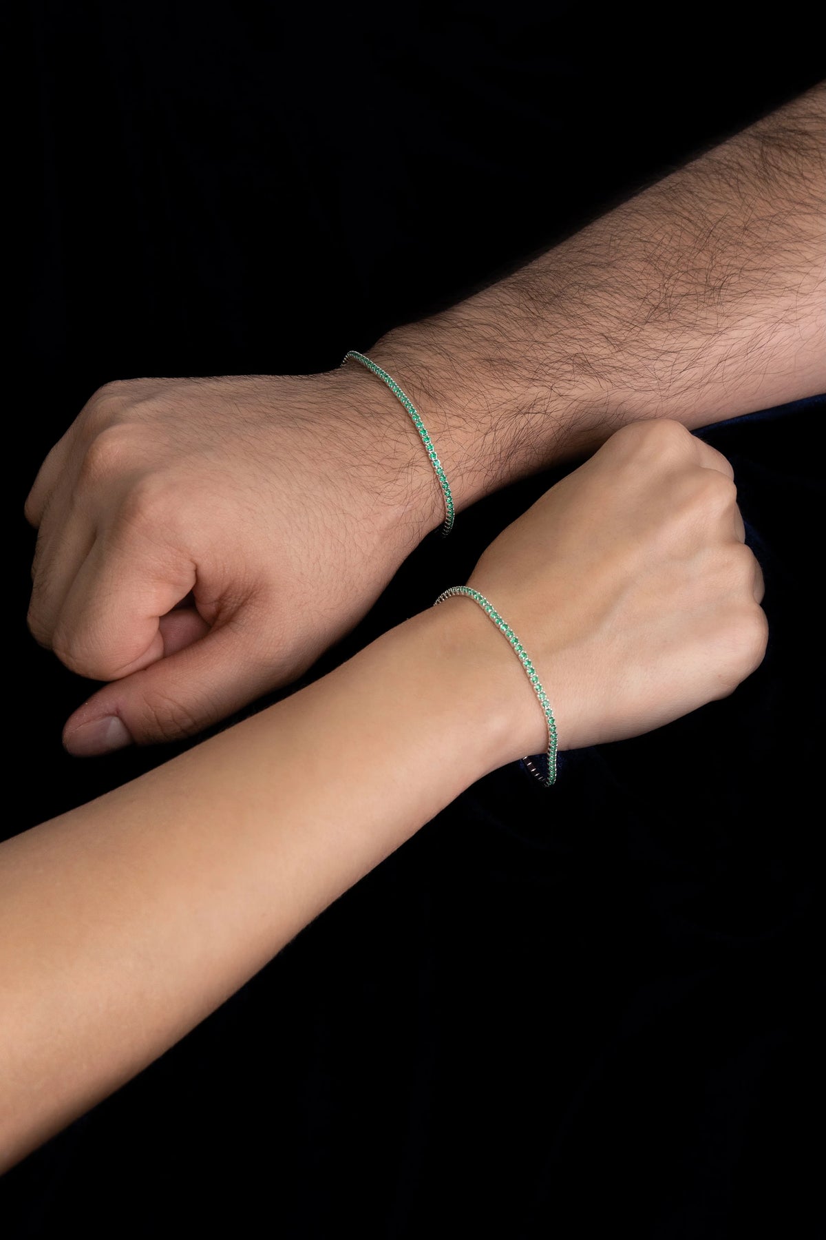 Pulsera Tenis Verde en Plata Laminada 925
