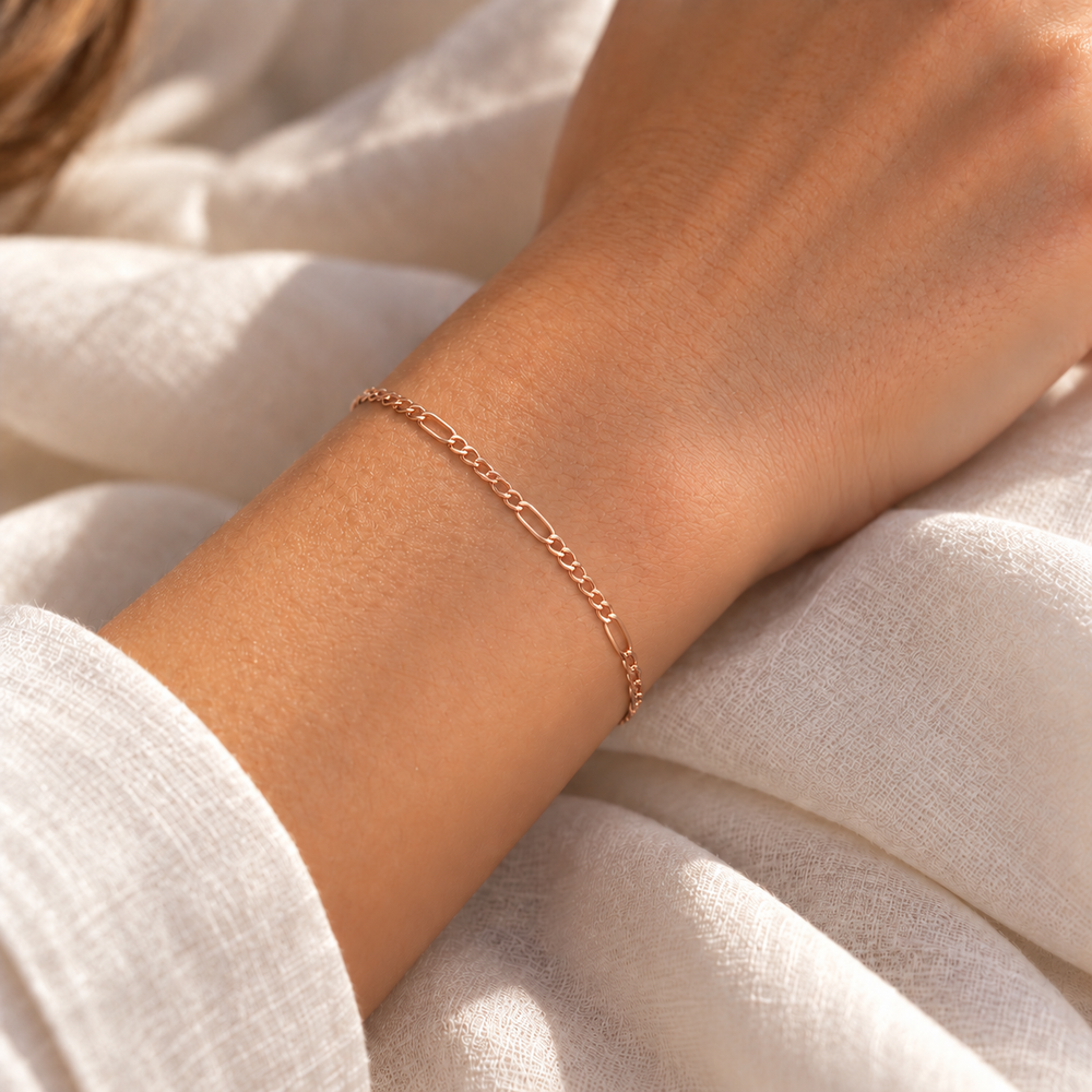 Pulsera Fígaro en Oro Rosado Laminado