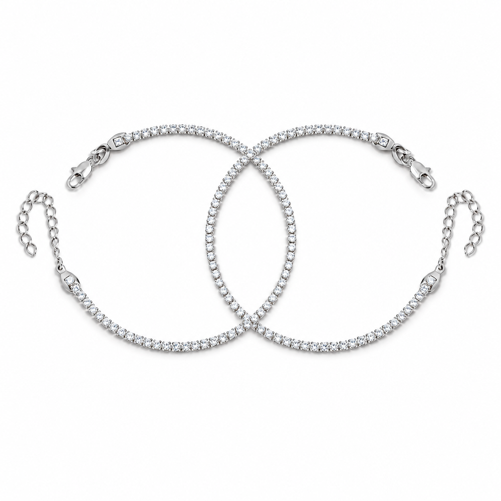 Pulseras Tenis en Plata Laminada 925 Para Pareja