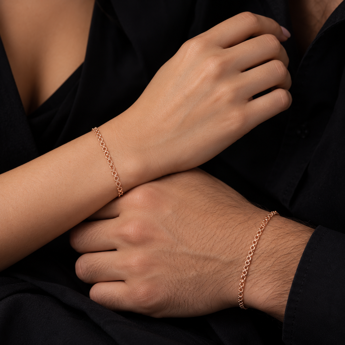 Pulseras Bismarck en Oro Rosado Laminado Para Pareja