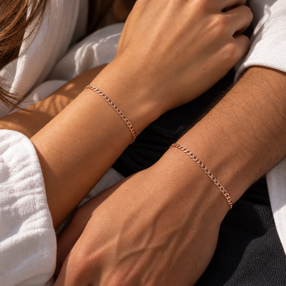 Pulsera Eslabón Plano en Oro Rosado Laminado