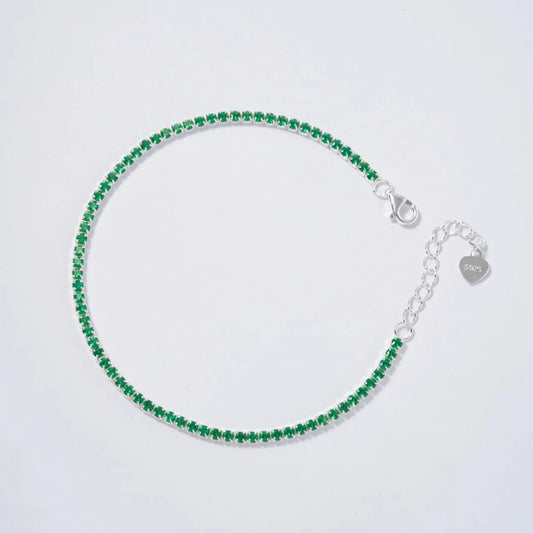 Pulsera Tenis Verde en Plata 925