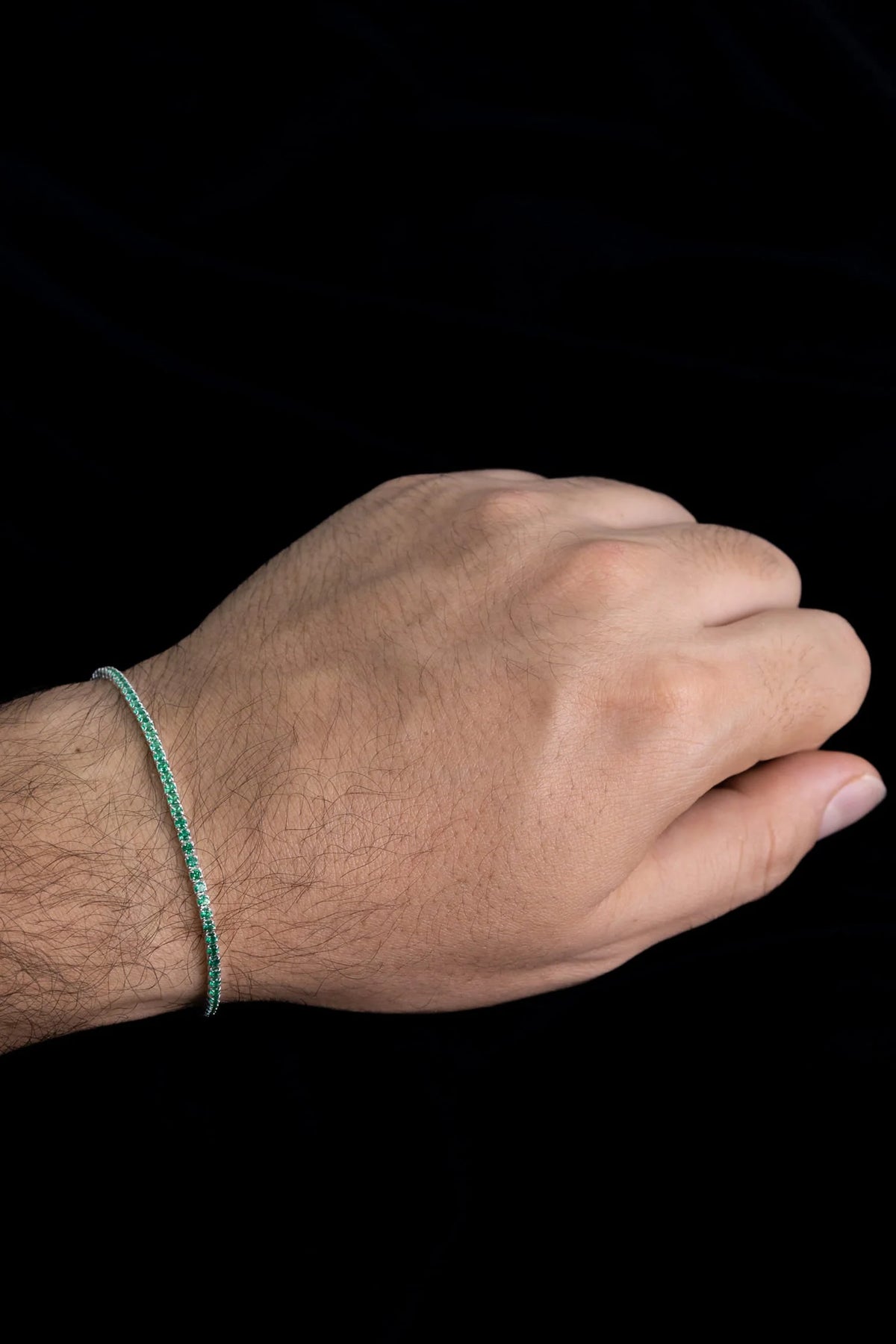 Pulsera Tenis Verde en Plata Laminada 925