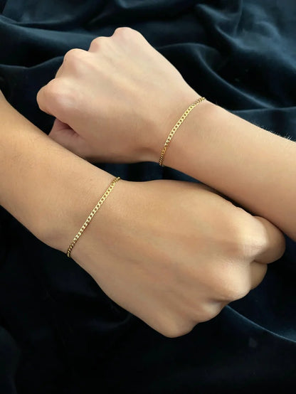 Pulseras Eslabón Plano en Oro laminado 18k Para Pareja