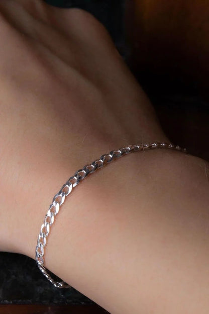 Pulseras Eslabón Plano en Plata 925 Para Pareja