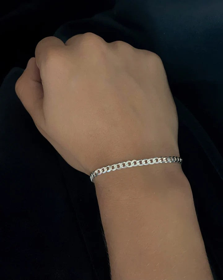 Pulseras Eslabón en Plata Laminada Para Pareja