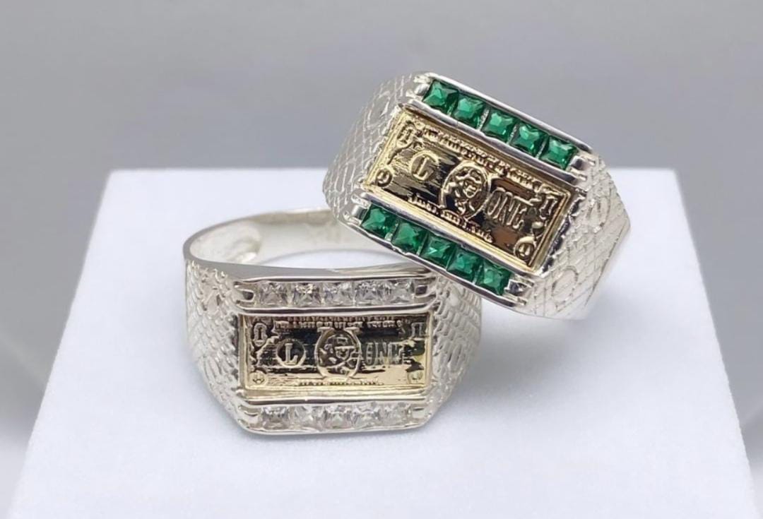 Anillo Dólar Blanco en Plata 925 Para Caballero